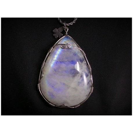 Pendentif en labradorite blanche